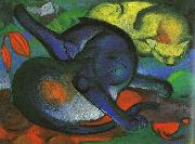 Franz Marc Two Cats, blue and yellow oil painting on canvas
